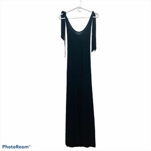 Malia Mills Tie Shoulder Black Maxi Dress